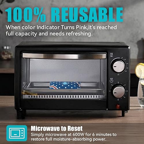 Miniatura 3 de Bolsas deshumidificadoras recargables (2 x 7.05 oz) con gel de sílice reactivado para microondas, absorción de condensación de ventana,