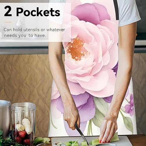 Miniatura 6 de Delantal de erizo de otoño, delantal de cocina ajustable de tela Oxford con 2 bolsillos para hombres y mujeres, 28 x 33 pulgadas, Tren17