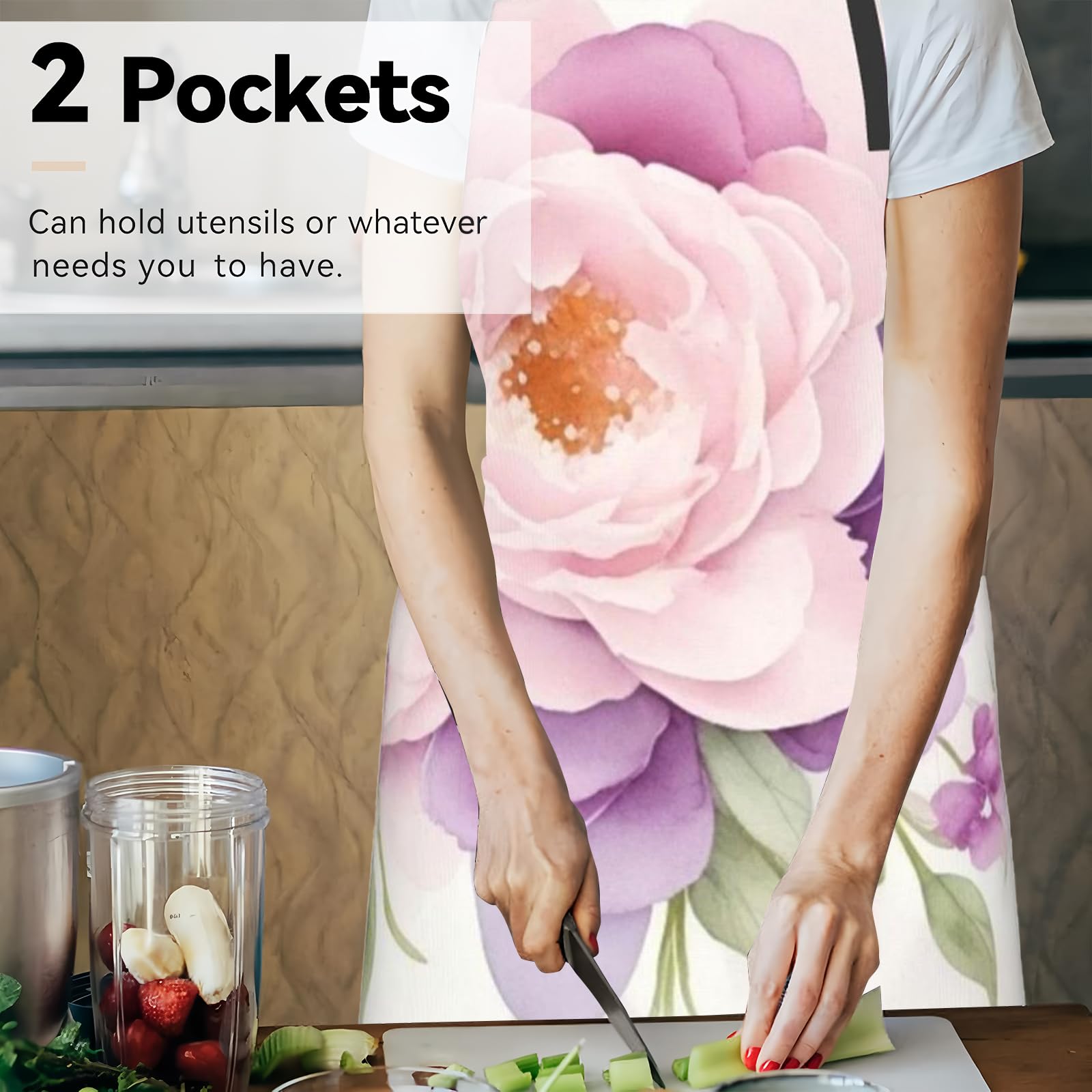 Delantal de cocina ajustable de tela Oxford con 2 bolsillos para hombres y mujeres, 28 x 33 pulgadas