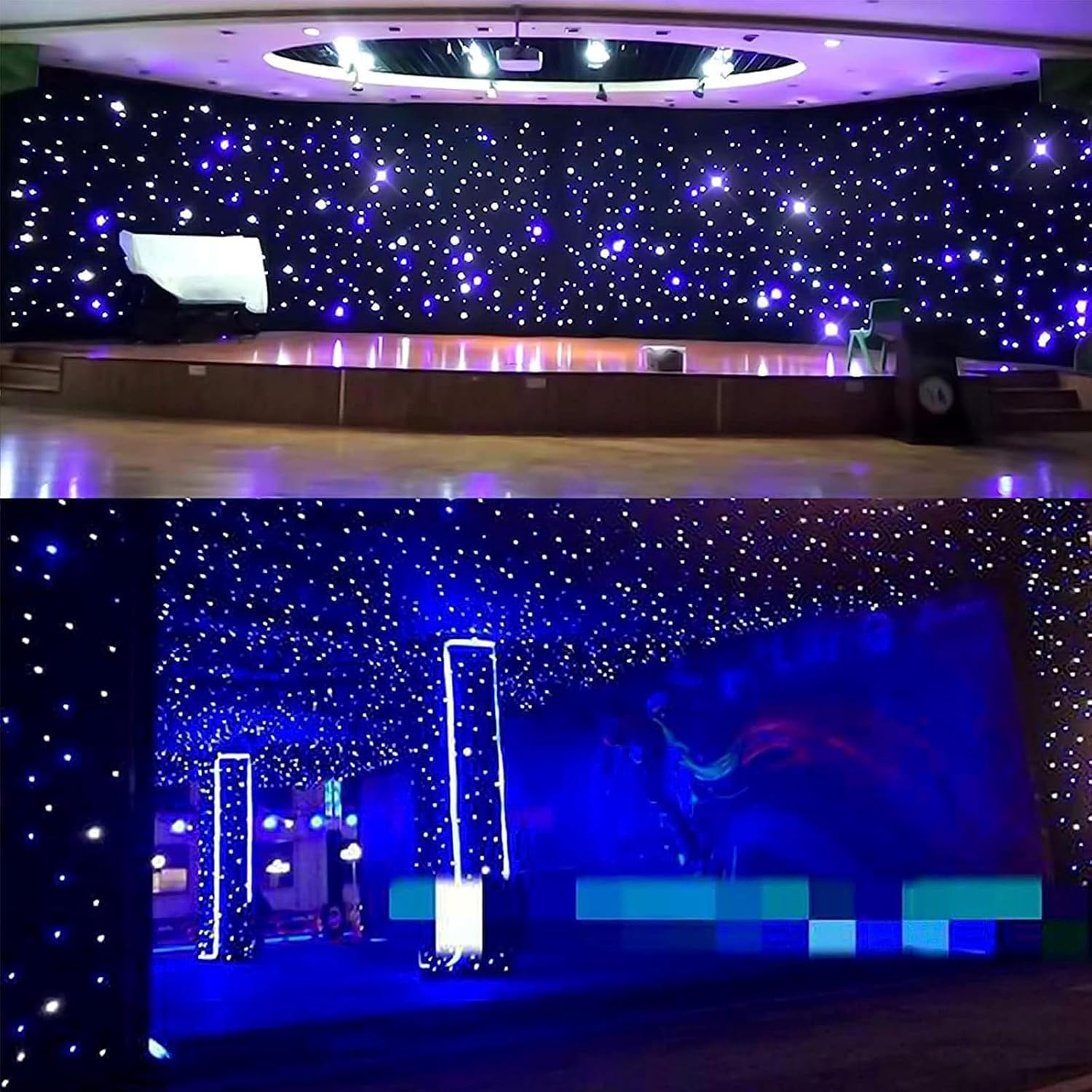 Star Backdrop, LED Stage Starry Sky Cloth Background, Starlight Backdrop Background, LED Star Curtain, LED Stage Backdrop for Christmas Party Club Show Decoration,3mx4m