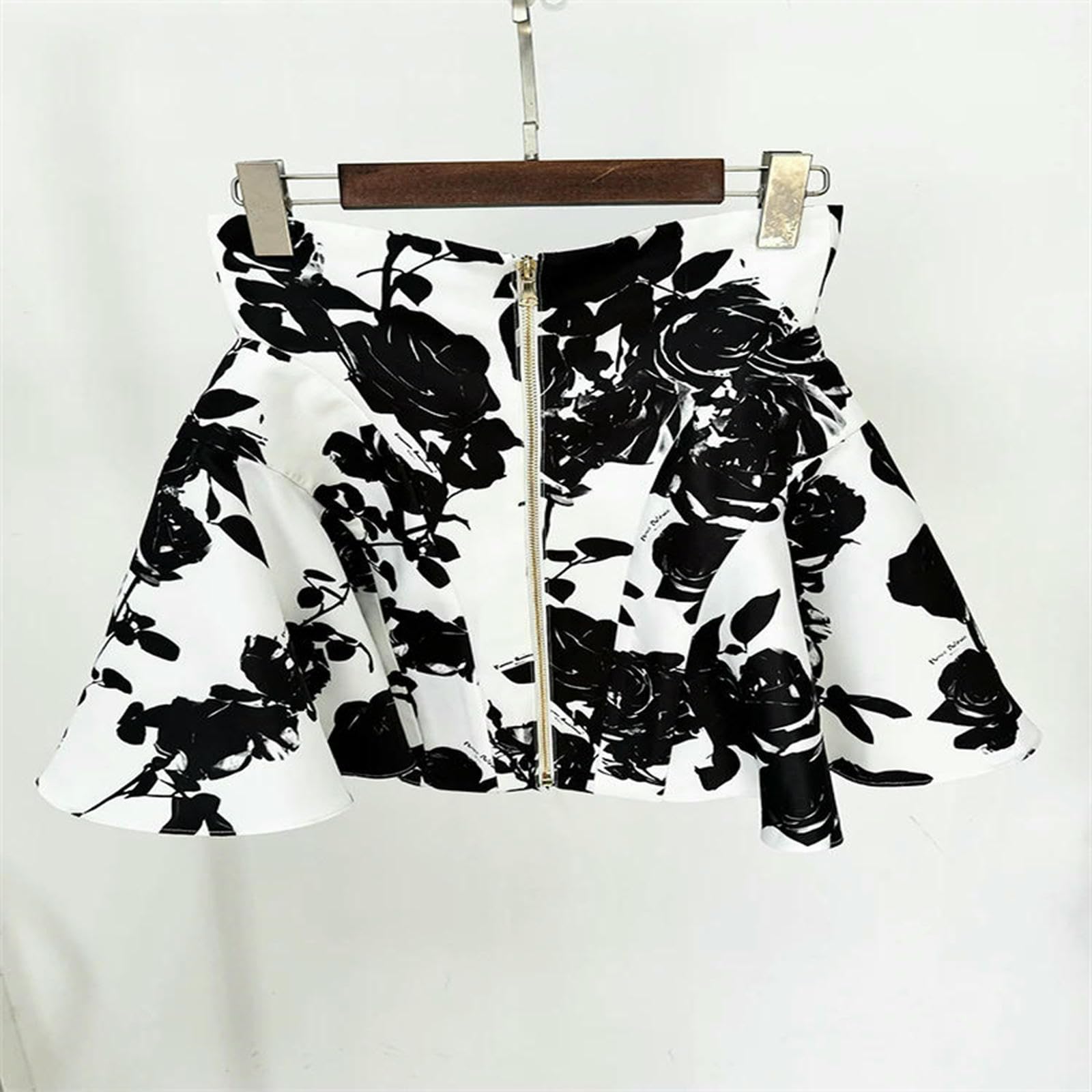 Gonna Lunga Nuovo Runway Designer Moda Donna Metallo Rosa Bottoni Stampati Fiore Mini
