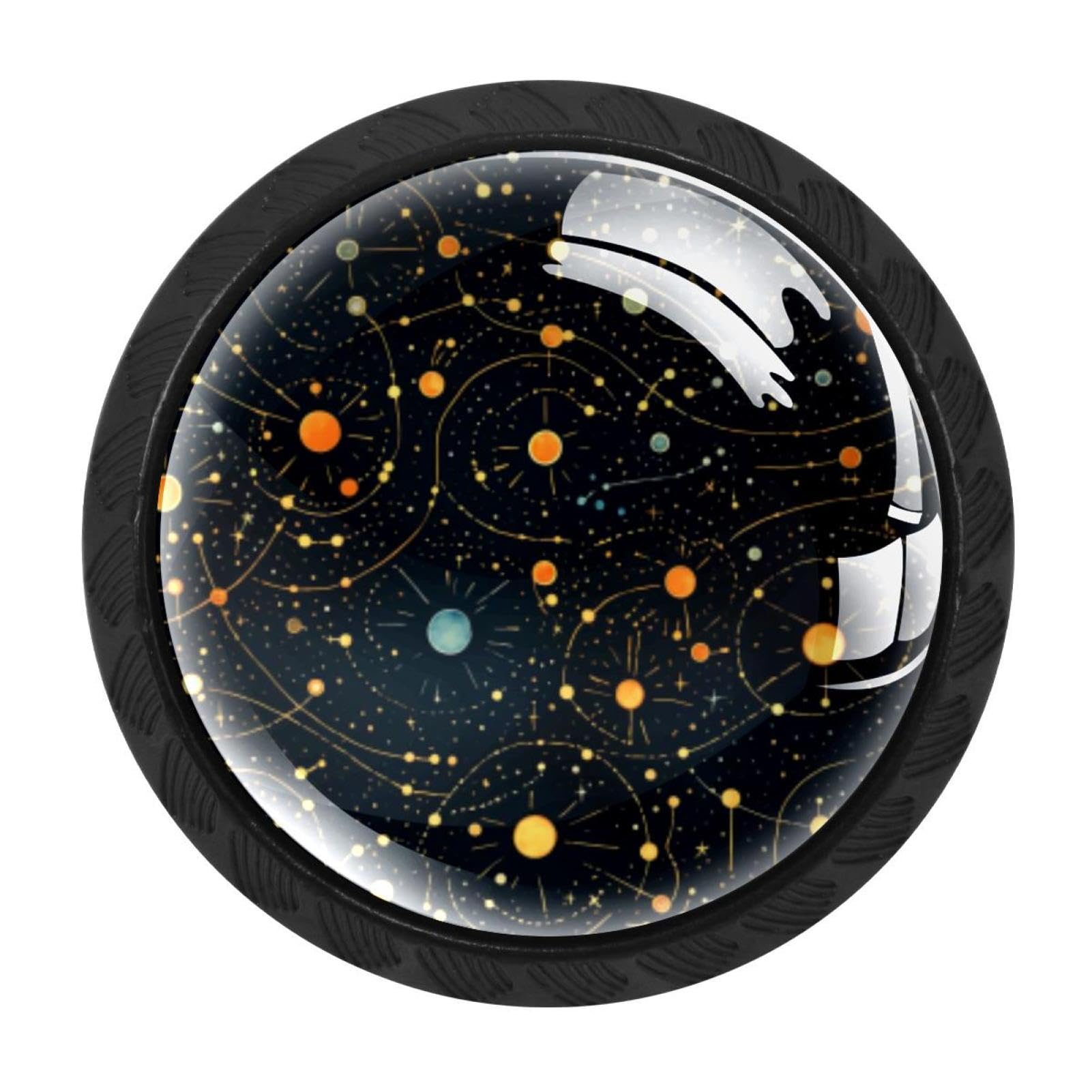 Chenzzzz Multicolored 08 4 Pack Black Planet Star Kitchen Handles, Cabinet Pulls Hardware For Cupboard Drawer Knobs Dresser Pulls