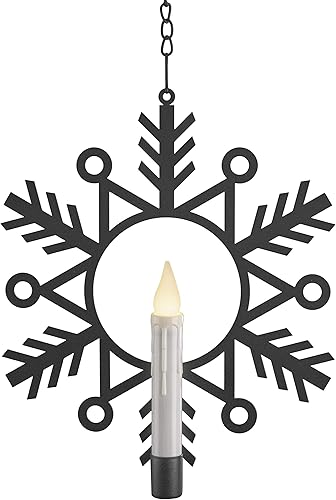 Miniatura 1 de Xodus Innovations CW1500A - Corona de ventana de copo de nieve de metal con luz blanca cálida parpadeante sin llama y temporizador automático,