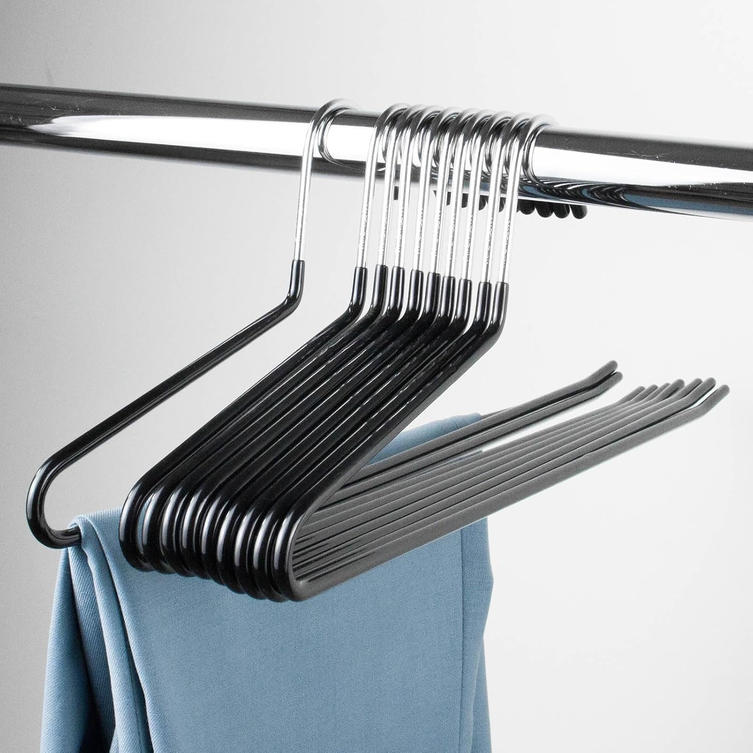 Pants Hangers 30 Pack Non Slip,Trouser/Blanket/Jeans Hangers for Closet Space Saving,Open Ended Pants Hanger Strong Durable (Black)