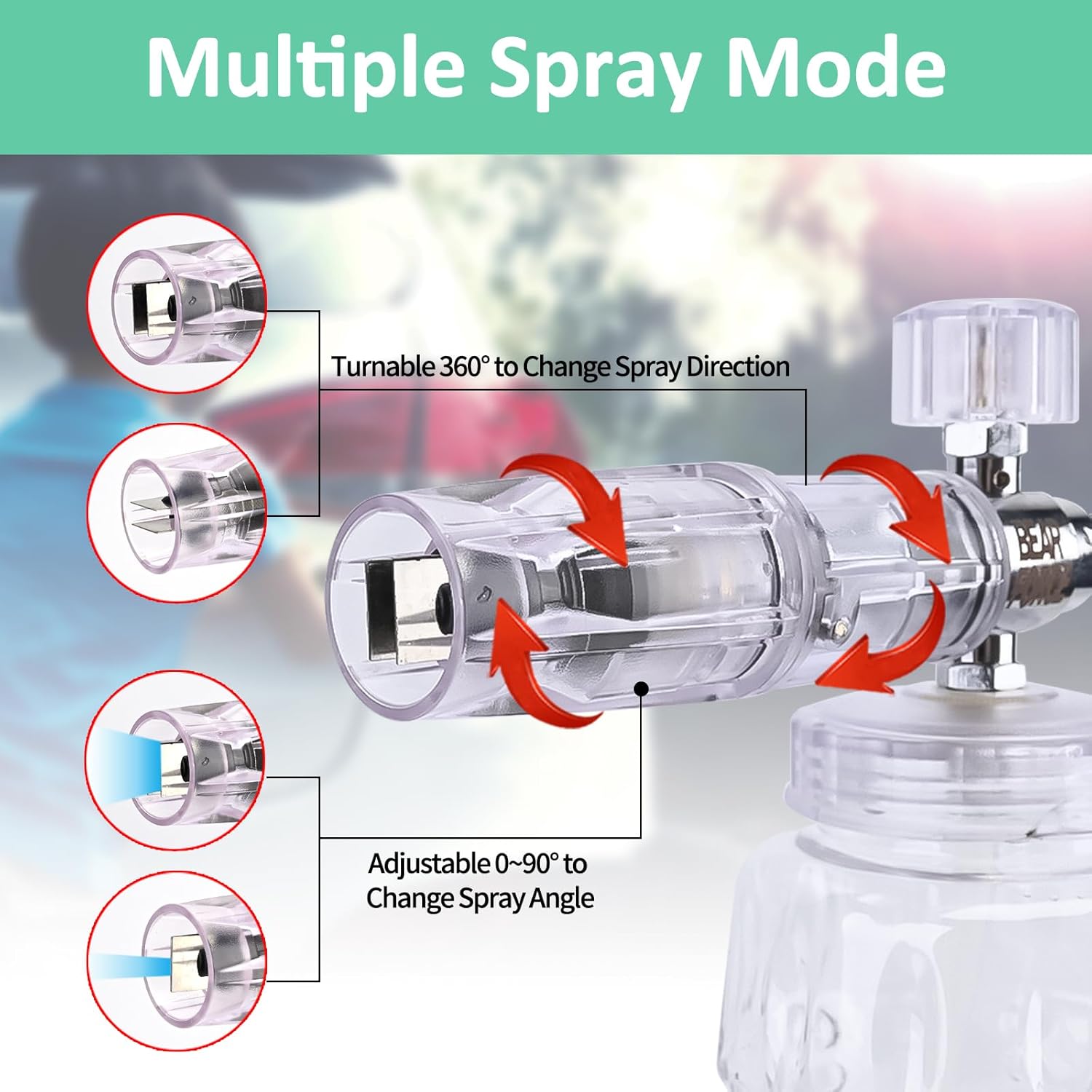 BEAR FORCE Pressure Washer Spray Gun Power Washer Short Gun with M22 Inlet-14mm & Foam Cannon Foam Gun with 5 Nozzles Tips #035 & 3/8'' Quick Connector, Additional Orifice Nozzle 1.10mm Car Washing