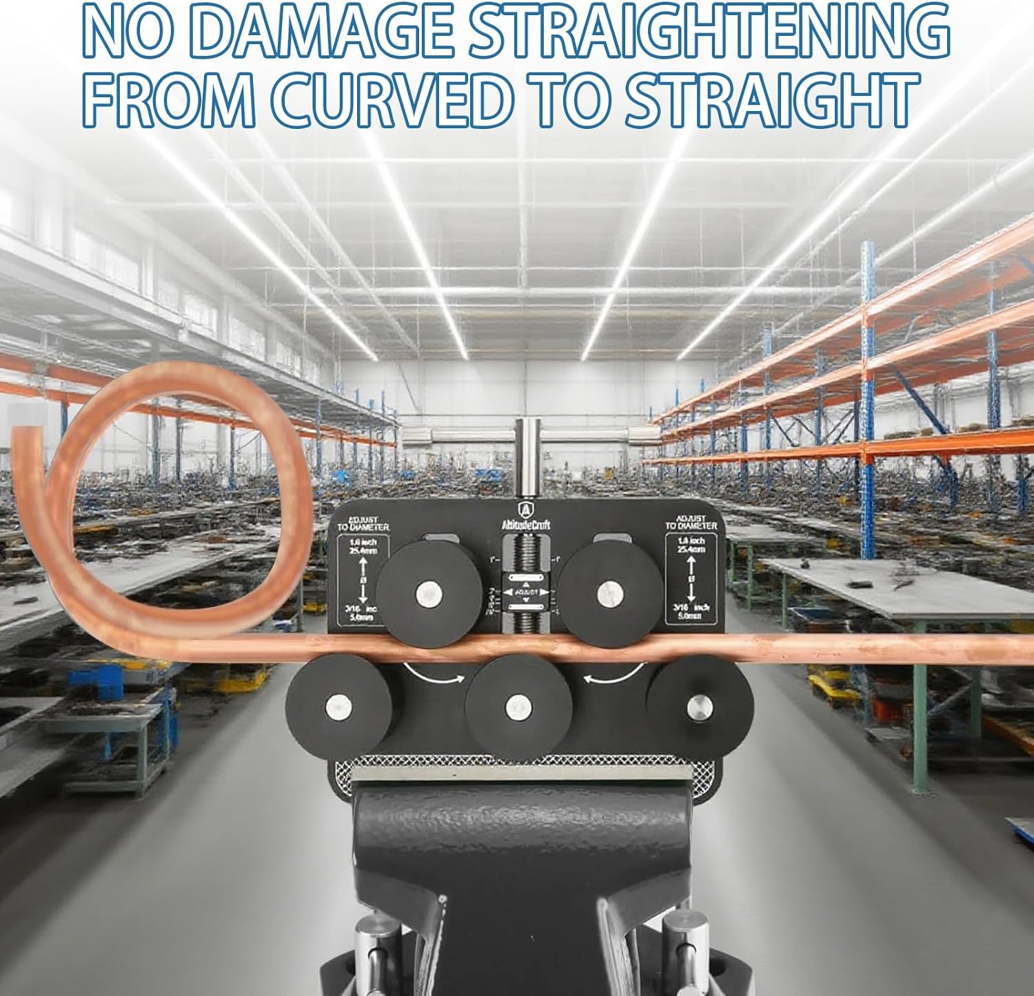 Tubing Straightener, Bearing Steel Brake Line Straightener, Brake Line Straightener for 3/16" to 1.0" Diameter, for Fuel Line, Brake Line, Copper Tubing, Aluminum Tubing