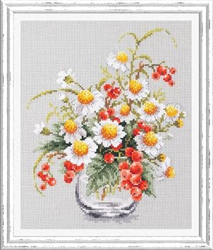 Wizardi Counted Cross-Stitch Kit - Chamomile and Red Currant 100-012 Magic Needle