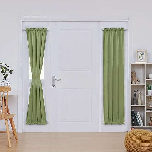 Miniatura 207 de Deconovo Cortina opaca de Navidad para puertas de vidrio y luces laterales, panel de privacidad con aislamiento térmico con doble bolsillo para