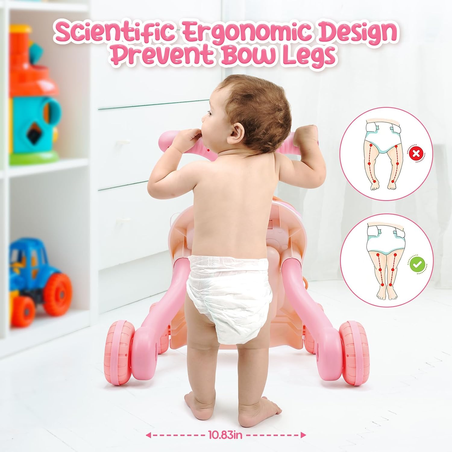 CUTE STONE 2-in-1 Baby Walker for Girls, Toddlers Learning Walker, Early Educational Push Walking Toys with Detachable Activity Center for Infants 12+ Months - Image 6