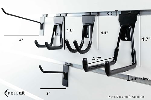 Miniatura 4 de FELLER Ganchos Slatwall y accesorios de Slatwall Paquete de 20 ganchos y ganchos para pared de láminas individuales y dobles de alta calidad para
