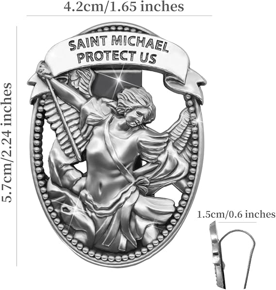 St Michael Medal for Car Saint Michael Visor Clip Accessories Bless Driving Safety Religious Gift for Parent, Family, Friend, Driver (2)