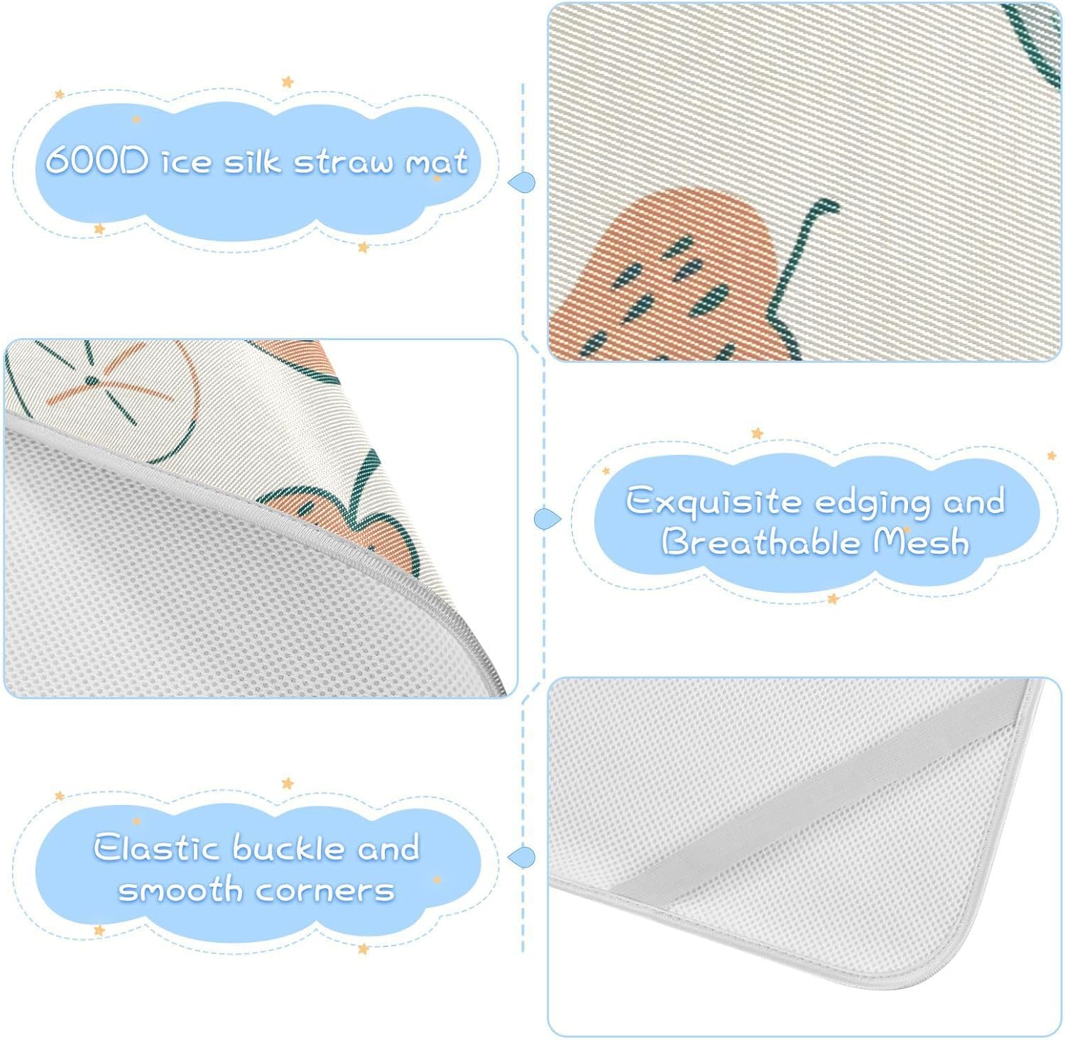 Cute Fruits Cream Color Cooling Baby Waterproof Crib Mattress Protector 28" x 52" Washable Pads for Bed for Baby&Toddler