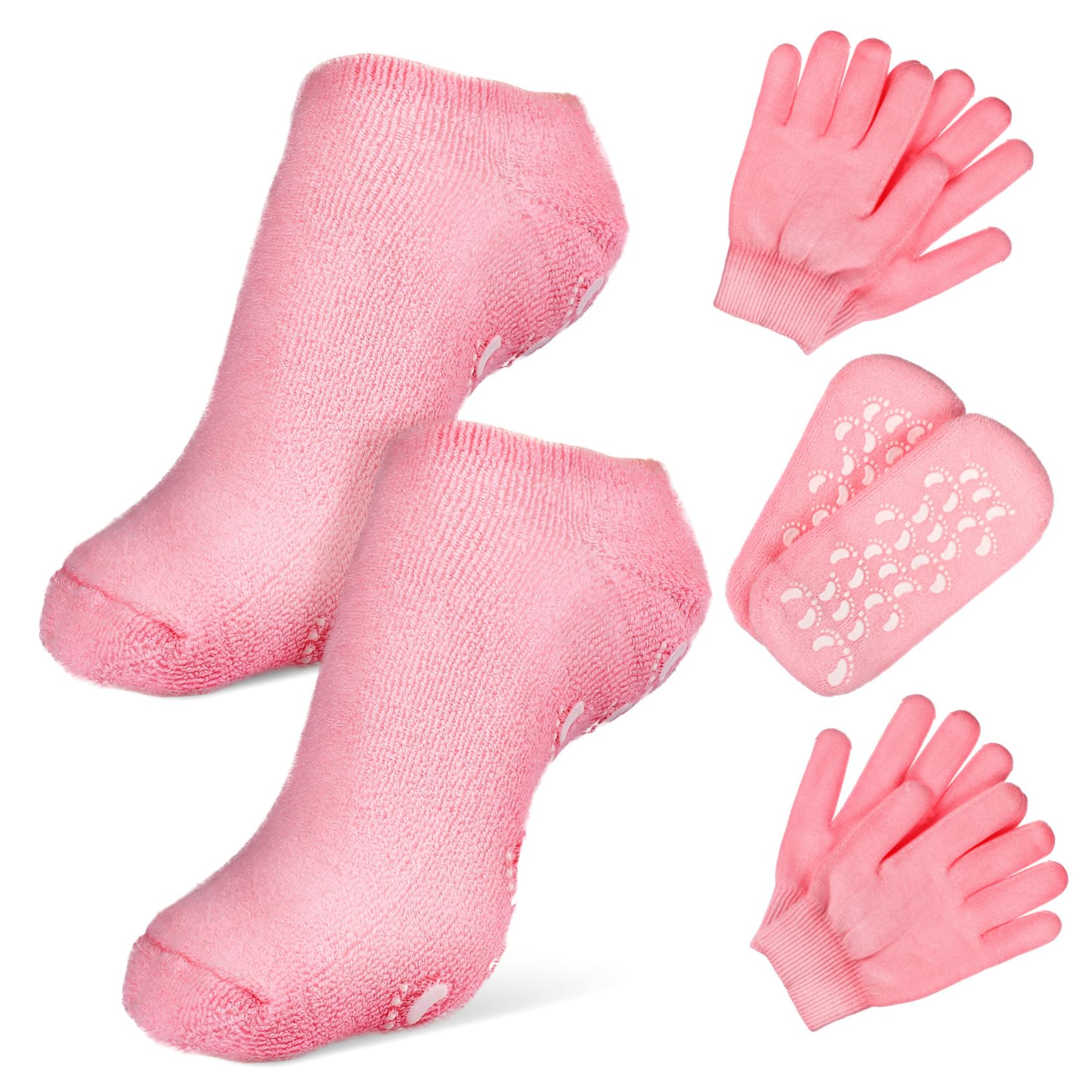 LIFKOME Guantes y Calcetines Hidratantes de Algodón, 2 Pares, Diseño de Cobertura Total para Reparar Manos y Pies, Cómodos Invierno en Casa