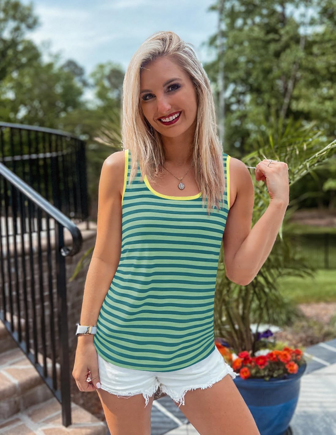 ZESICA Women's Summer Casual Striped Tank Top Sleeveless Scoop Neck Loose Fit Color Block Tops 2026 Fashion Clothes - Image 4