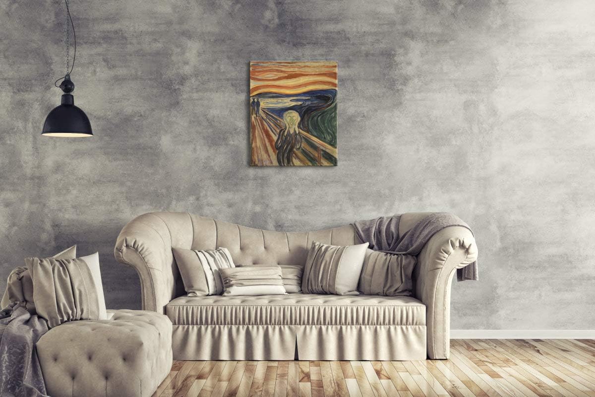 Wieco Art Canvas Wall Art The Scream by Edward Munch Famous Paintings Reproduction Abstract Canvas Prints Artwork for Wall Decor Expressionism Art for Home and Office Decoration