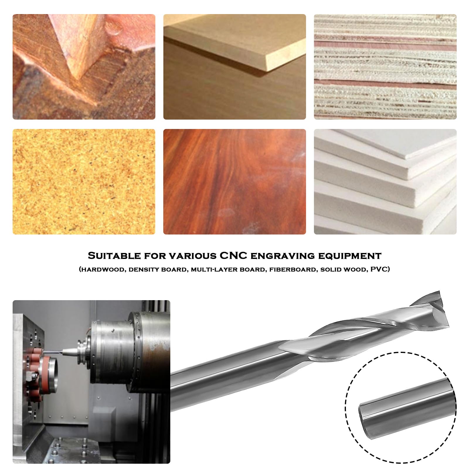 ECSiNG Podwójne rowki spiralna konstrukcja 6 mm trzpień spiralny bit up cut CNC średnica cięcia 24 mm długość cięcia 60 mm frezy ze stali wolframowej frezy do rzeźbienia w drewnie frez spiralny HRC55
