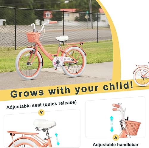 Miniatura 45 de Glerc Maggie Girls Bike, 12-20 Inch Kids Bike for 2-13 Years Old Children, Princess Style Kids Bicycle with Doll-Seat & Basket & Training Wheels,