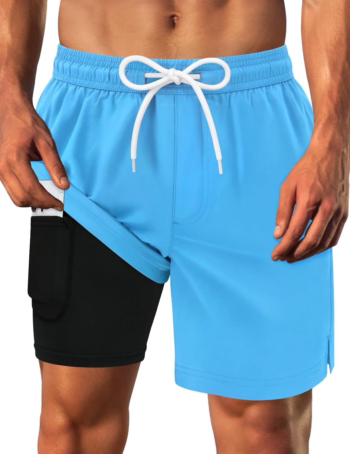 Olreco Mens Swim Trunks with Compression Liner 7 Inch Mens Bathing Suit Quick Dry Swim Shorts Men Board Shorts Men's Swimwear
