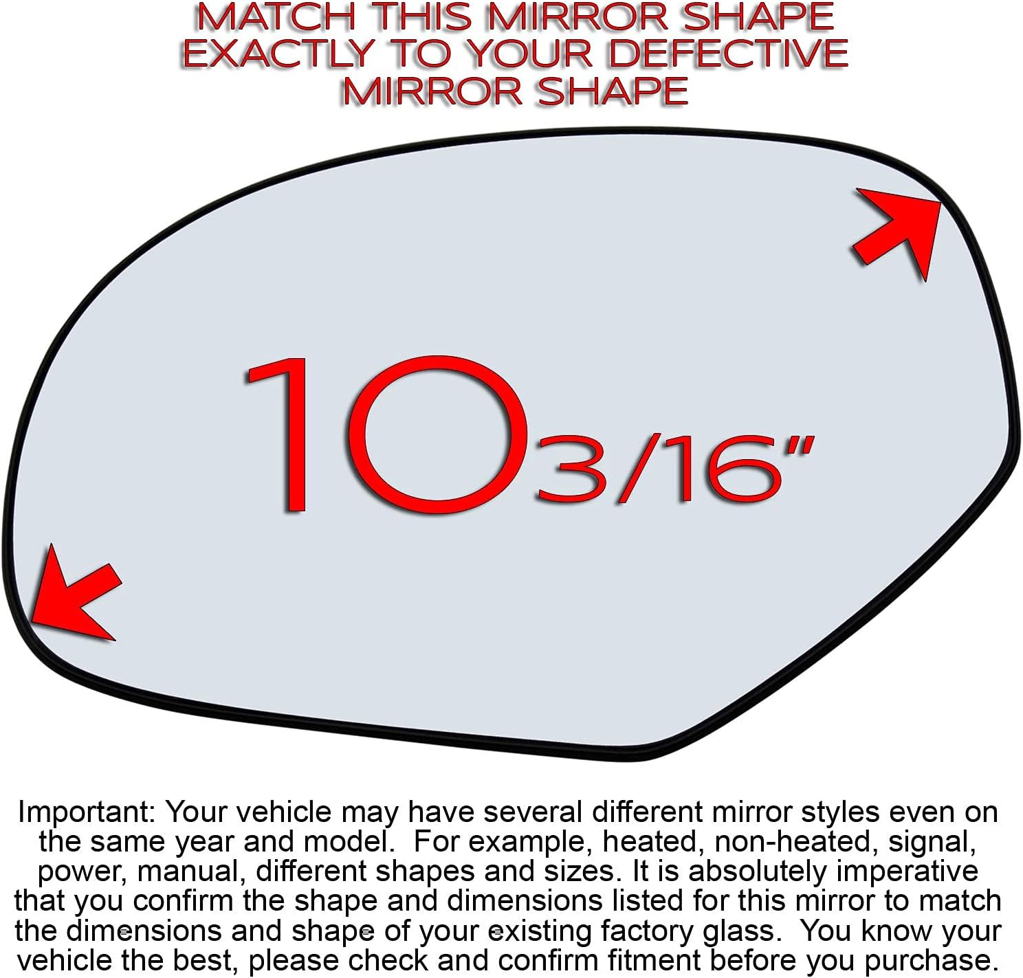 Driver Left Side Mirror Glass Replacement For 2007-2014 Chevy Silverado Avalanche Tahoe Suburban, GMC Sierra Yukon, Cadillac Escalade Heated Mirrors with Backing Plate GM1324137