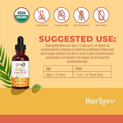 Miniatura 3 de MaryRuth Organics Vitamina D3 | Vitamina K2 | Gotas de vitamina D3 K2 | Suplemento líquido de vitamina K2 D3 para niños pequeños | Suplemento para