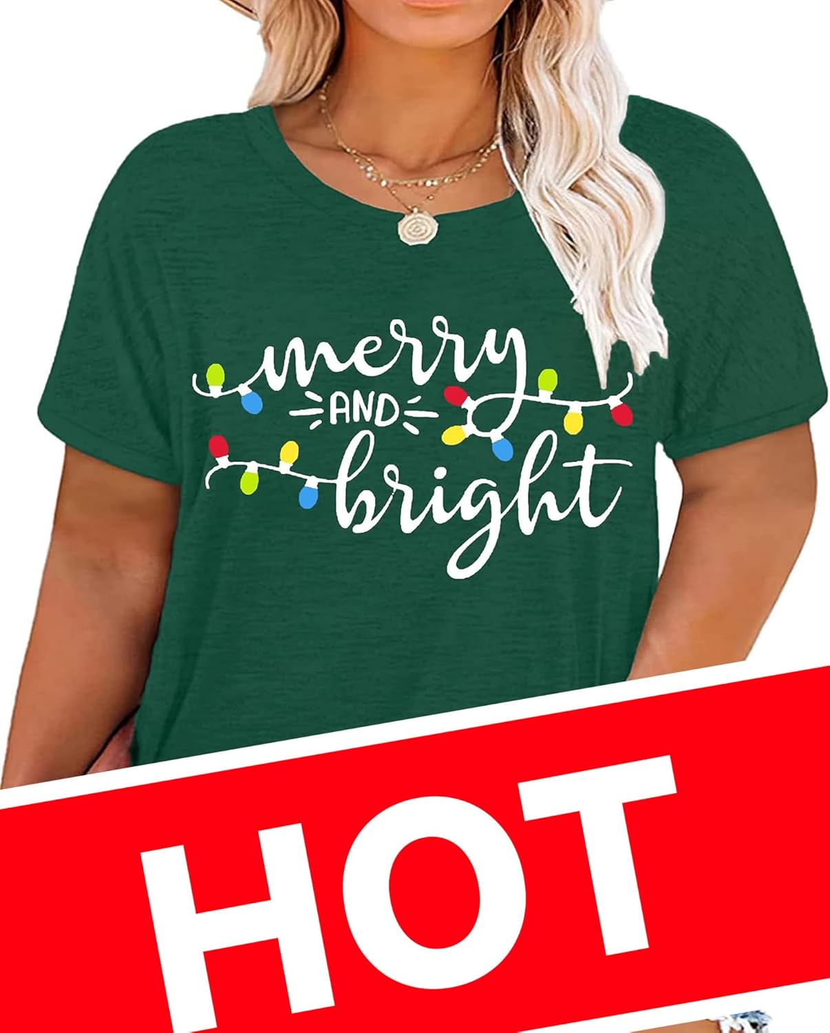 Christmas Plus Size Shirt Women Merry and Bright Tops Holiday Shirt Women Oversized Xmas Tee Fall Tops - Image 2