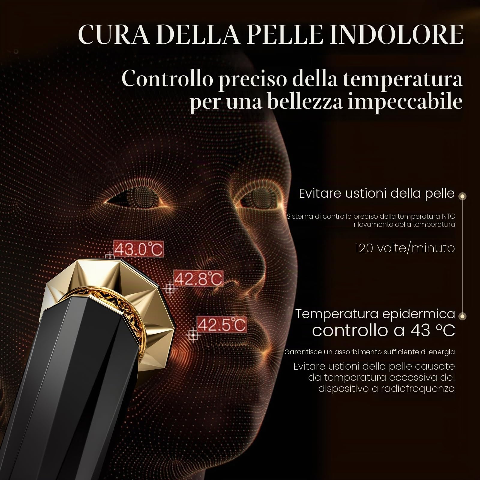 ANLAN Radiofrequenza Massaggiatore Viso Oro 18K Antirughe Professionale Antietà. Pelle Sensibile Disponibile