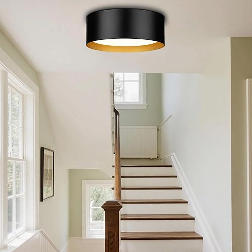 Miniatura 6 de Casia Luces de techo industriales de montaje empotrado, montaje empotrado cerca del techo con vidrio esmerilado, lámpara de techo de metal para sala