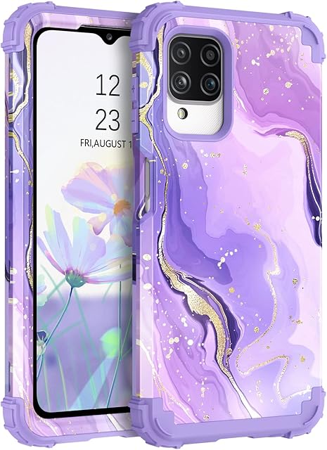 BENTOBEN Samsung Galaxy A12/ A32/ A13 5G Case Marble, Three Layers Heavy Duty Shockproof Hard PC Soft TPU Cover Bumper Patterned Glitter Gold Protective Case for Samsung Galaxy A12/A32/A13 5G