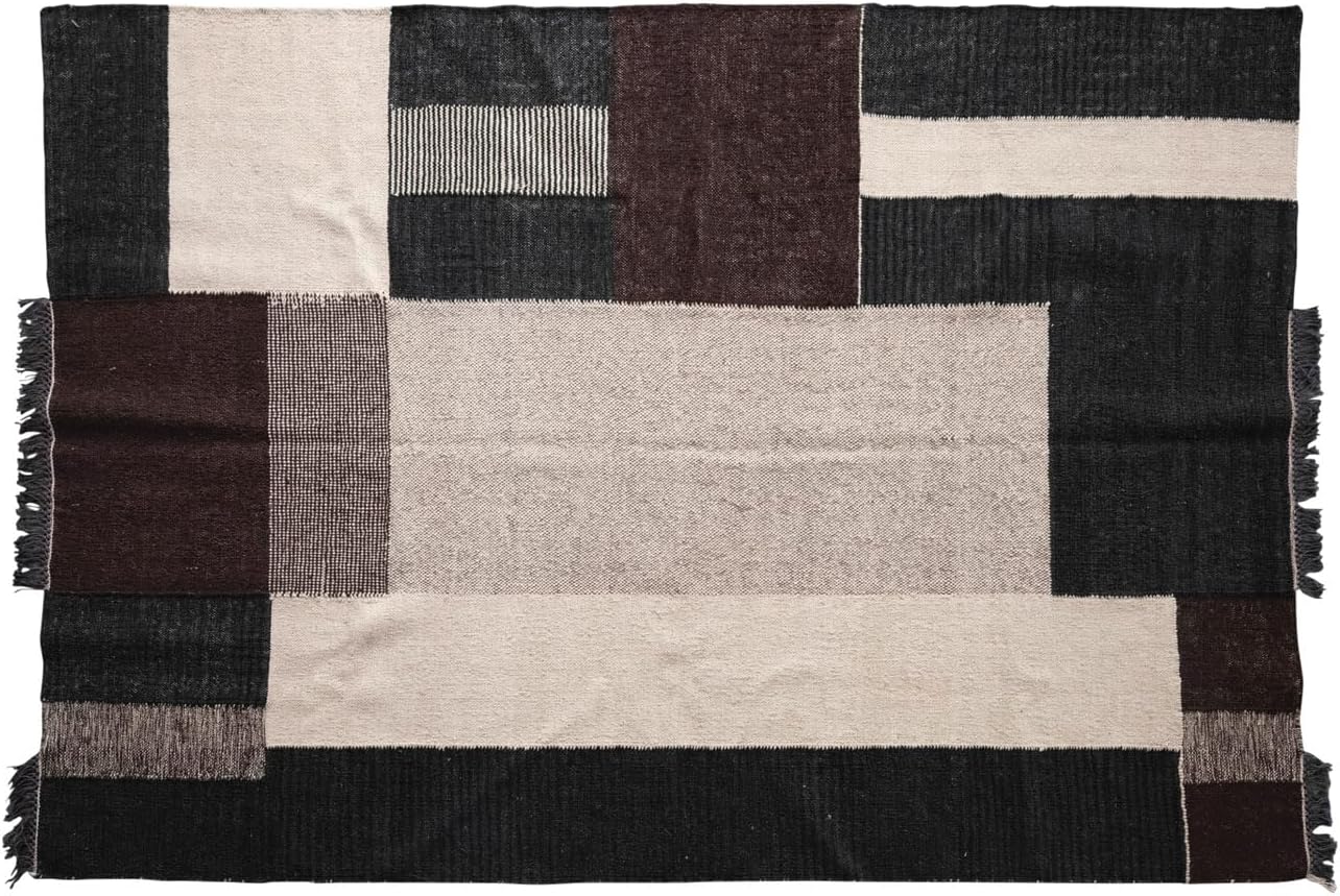 Creative Co-Op Wool and Cotton Rug with Geometric Design and Fringe