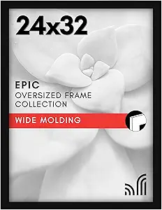 Americanflat 24x32 Poster Frame with Polished Plexiglass - Black Picture Frame - Wide Photo Frames Made of Engineered Wood for Vertical or Horizontal Wall Display - Epic Collection - Black