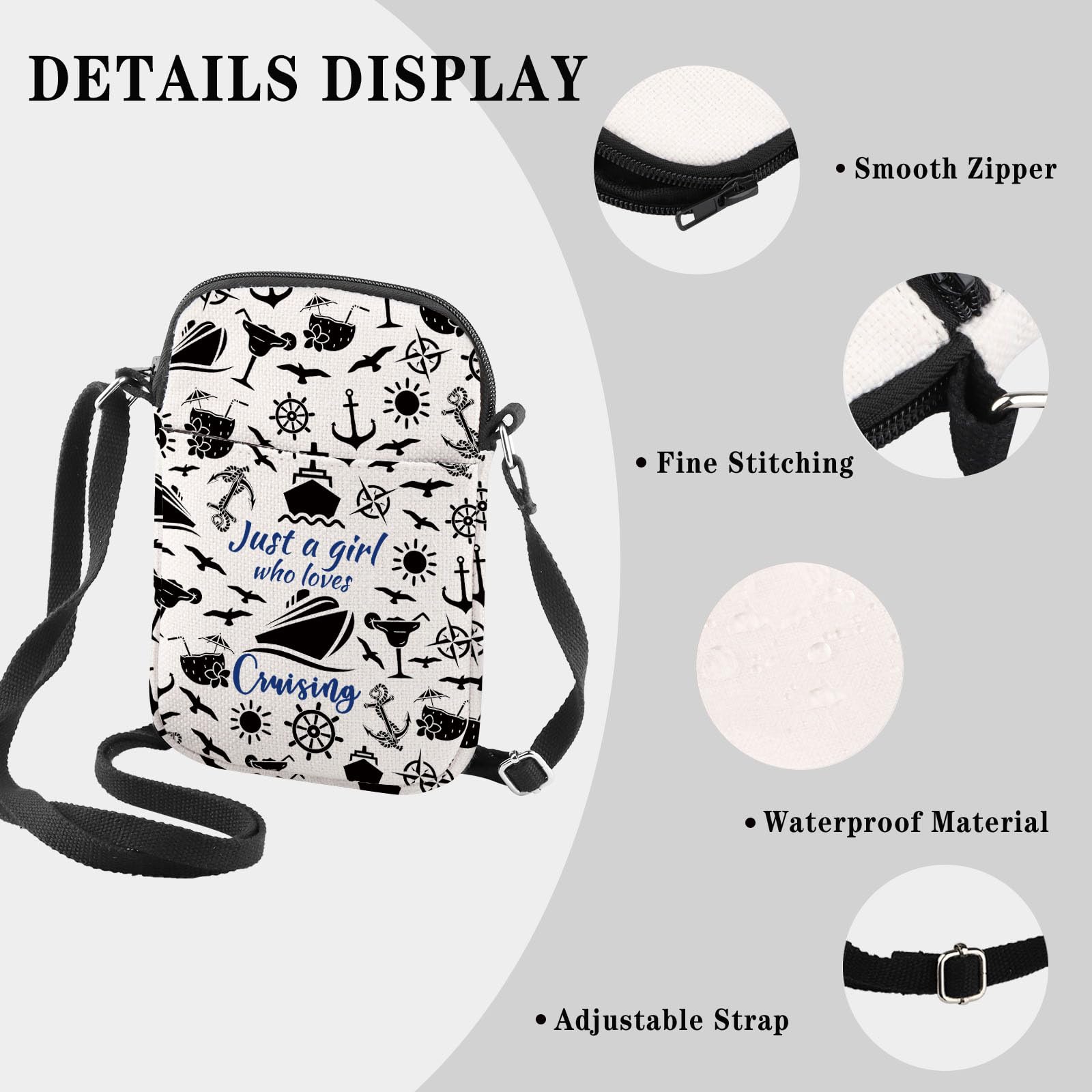 JTOUK Cruise Trip Vacation Gift Family Cruise Gift Just a Girl Who Loves Cruising Travel Makeup Bag Cruising Lover Gift (Loves Cruising CR EU) - Image 3