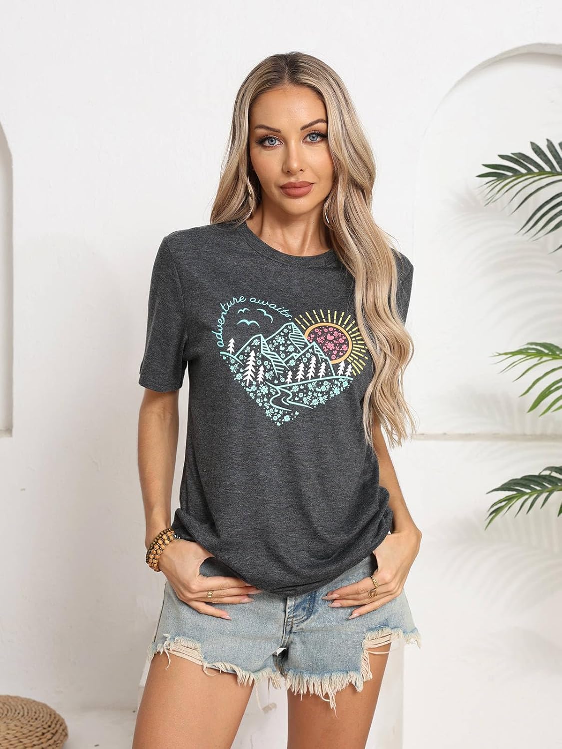 IRISGOD Womens Graphic Tees Casual Summer Short Sleeve Vintage T Shirts Tops - Image 3