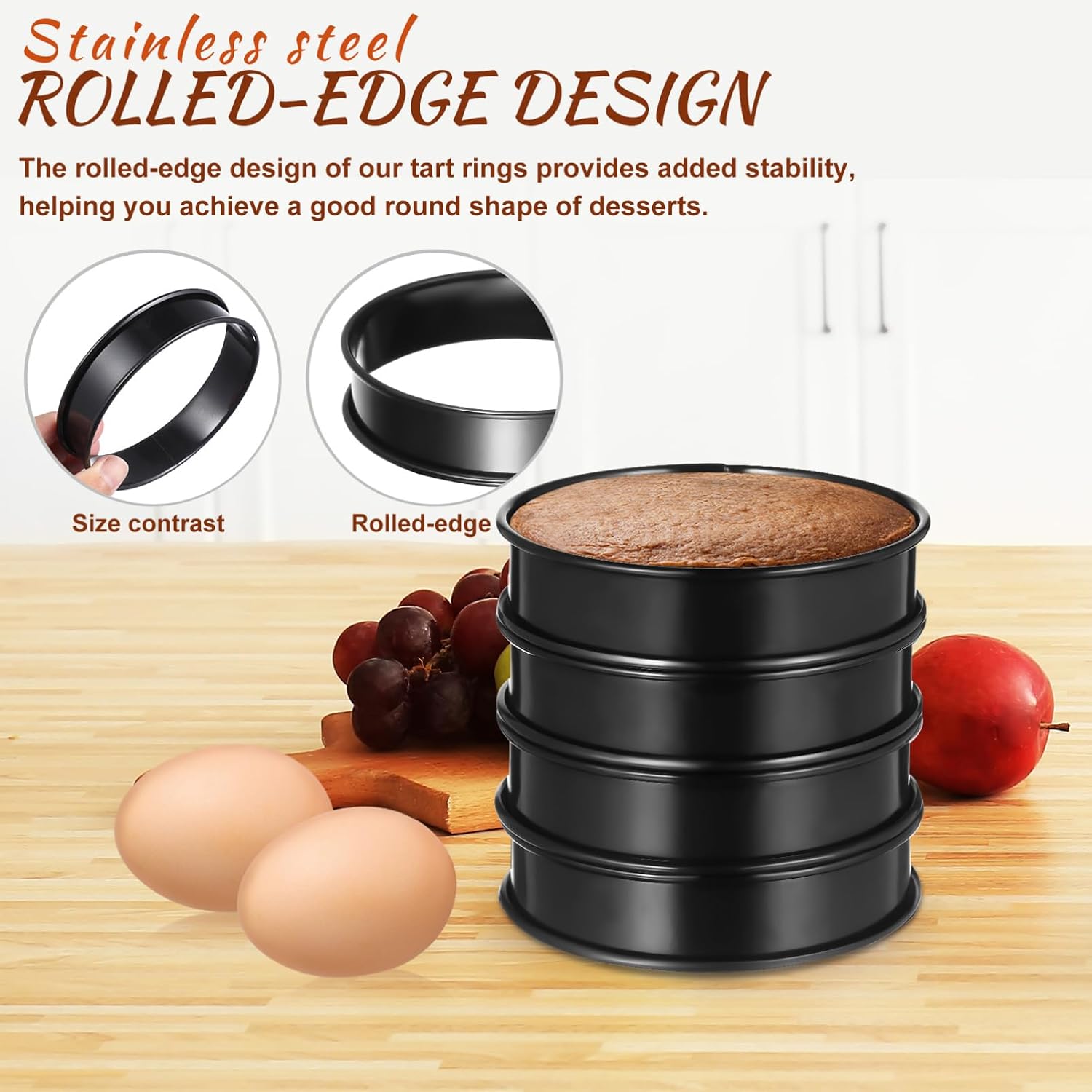 Cabilock 10pcs Stainless Steel Cookie Cutters Baking Accessories for Round Cakes Egg Molds Pastry Rings for Home Party