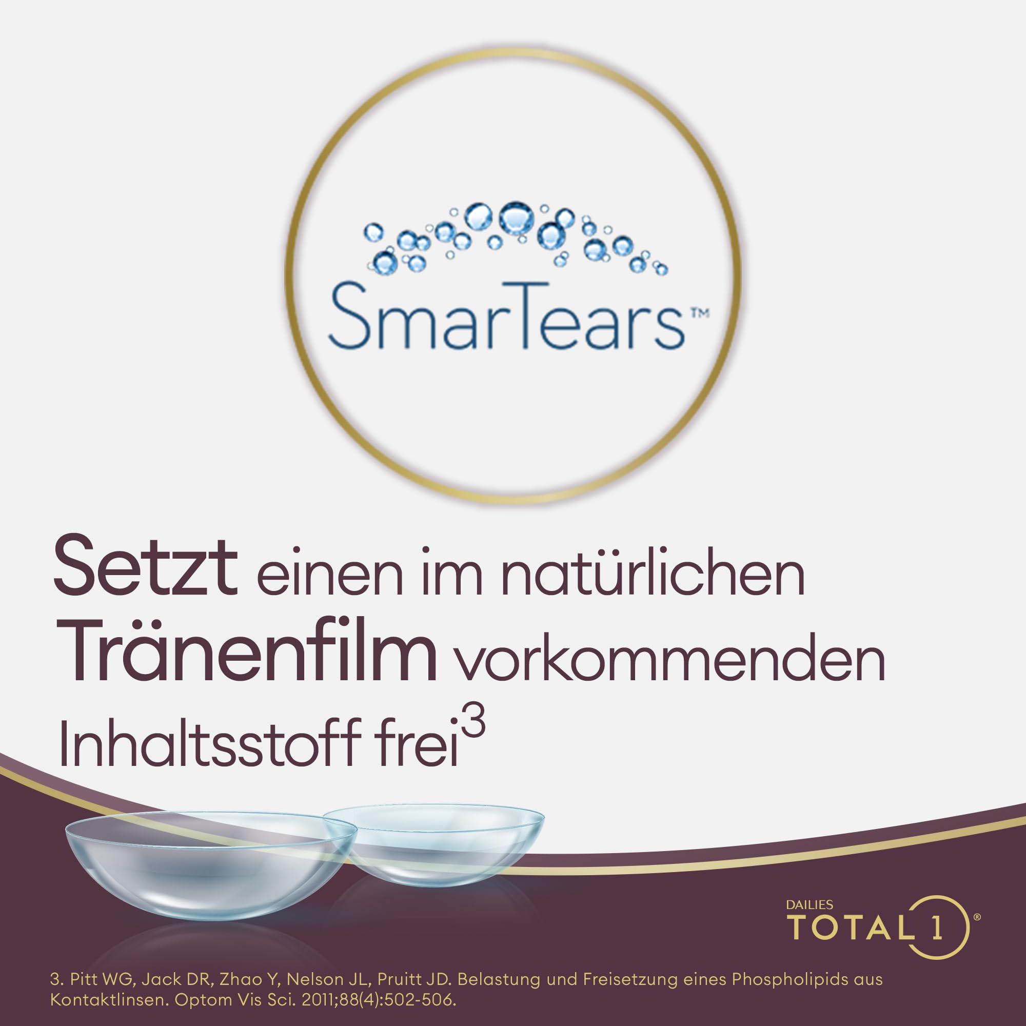 Dailies Total 1 Tagelinsen | weich | 90 Stk | +03.00 dpt | Weiche Tageslinsen, die sich anfühlen wie ein Hauch von Nichts. Mit BC 8.5 mm und DIA 14.1 mm