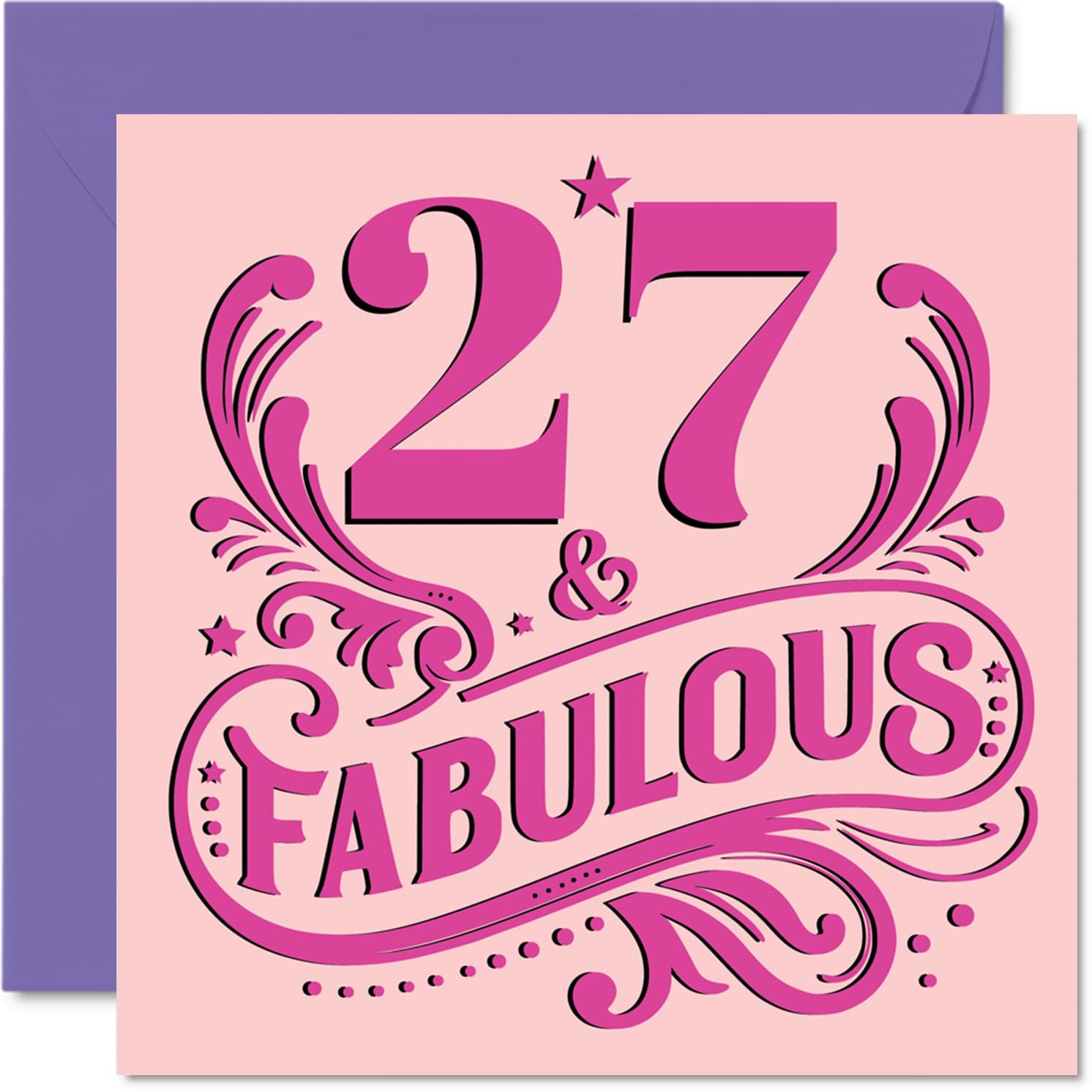 27th Birthday Cards for Women - Fabulous - Happy Birthday Card for 27 Year Old Woman Sister Neighbour Niece Cousin, 145mm Bday Greeting Cards