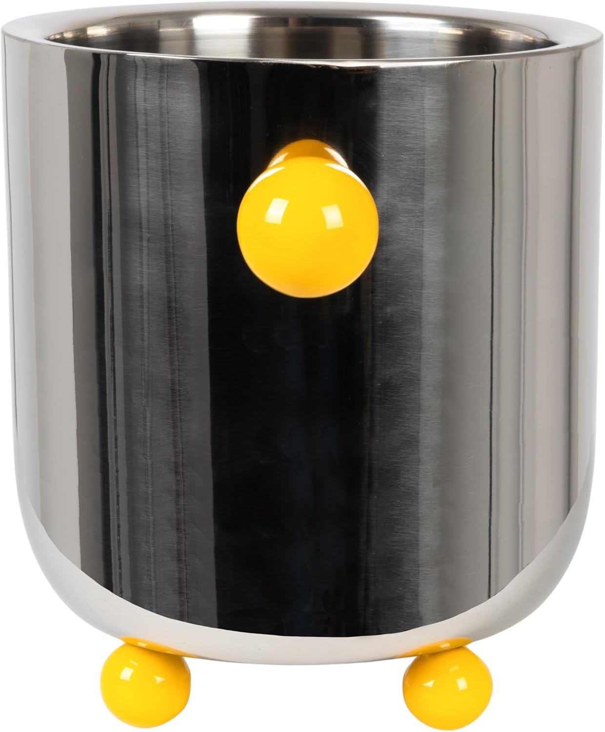 Creative Co-Op Stainless Steel Ice Bucket with Ball Handles and Feet, Silver