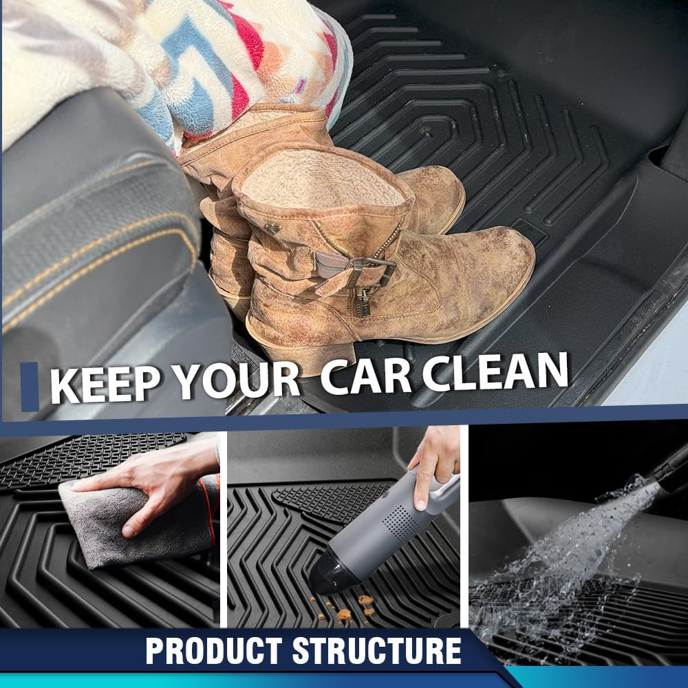 PIT66 TPE Floor Mats Fit BMW X1 F48 2016 2017 2018 2019 2020 2021 2022 1st & 2nd Row Truck Accessories Cargo Liners All Weather Protection 3Pcs Alfombrillas Y Revestimiento para Maletero Black