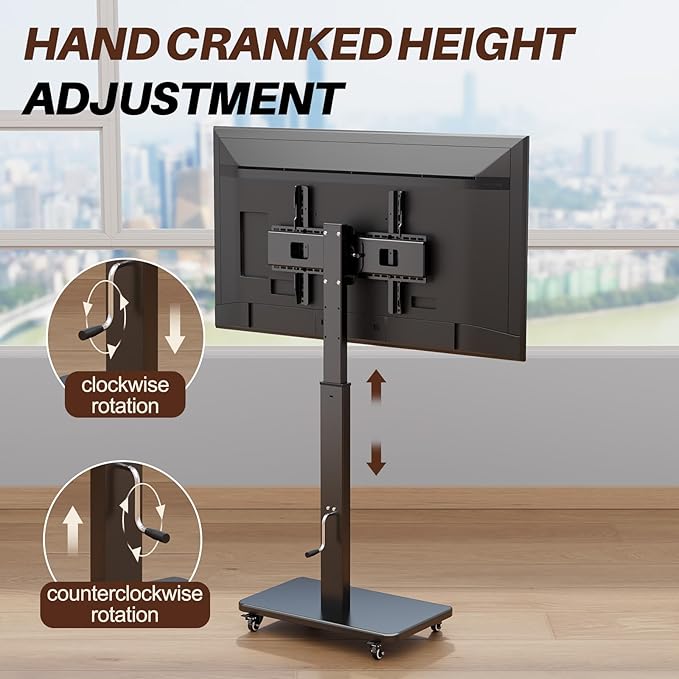 Soporte Móvil para TV con Ruedas, Altura Ajustable 49.7-61.8 pulgadas, 42-75 pulgadas, 110 libras miniatura 6
