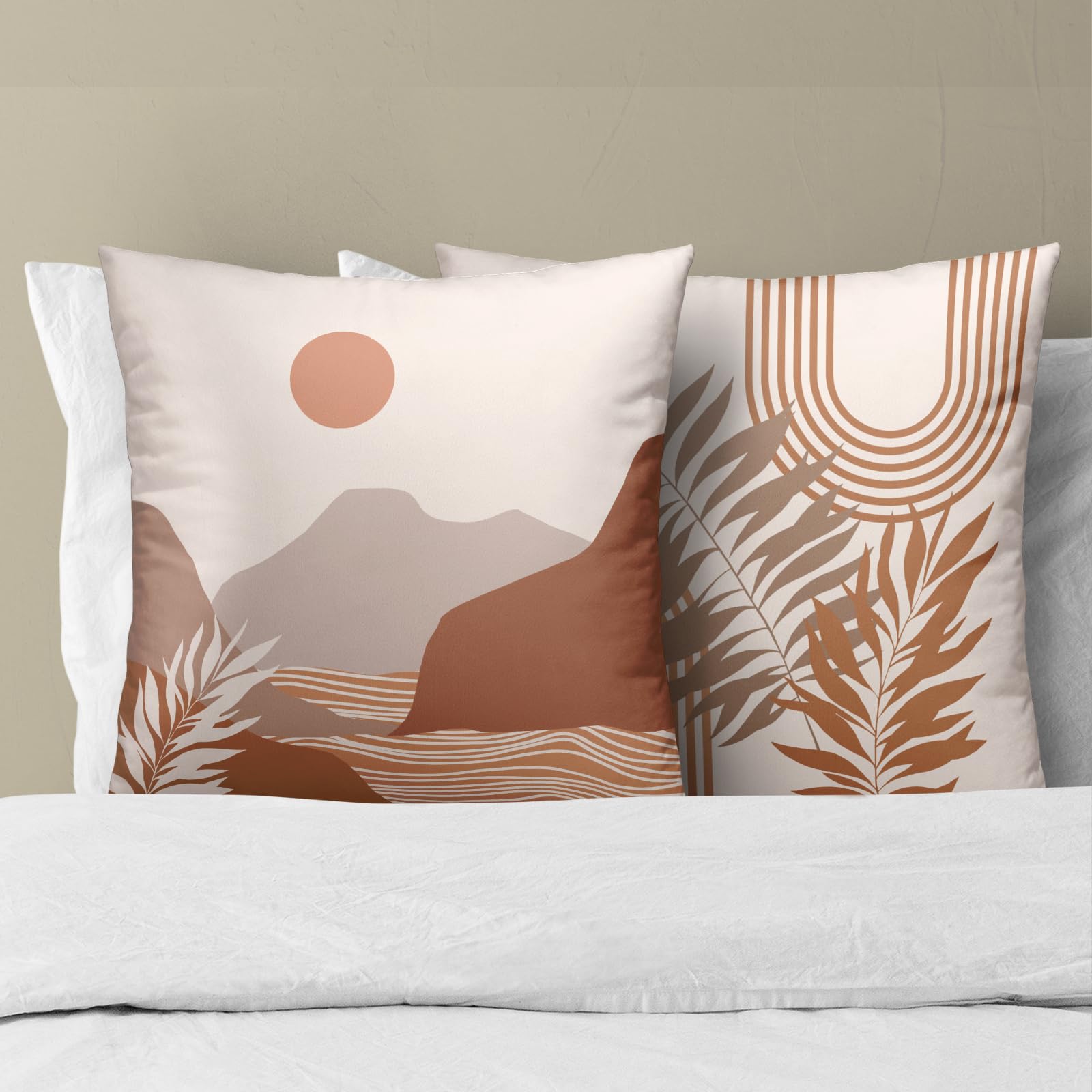 Giwawa Orange Boho Throw Pillow Covers 18X18 Inch Set of 2 Abstract Sunset Decorative Pillowcase Soft Cushion Cases for Bedroom Home Sofa Couch