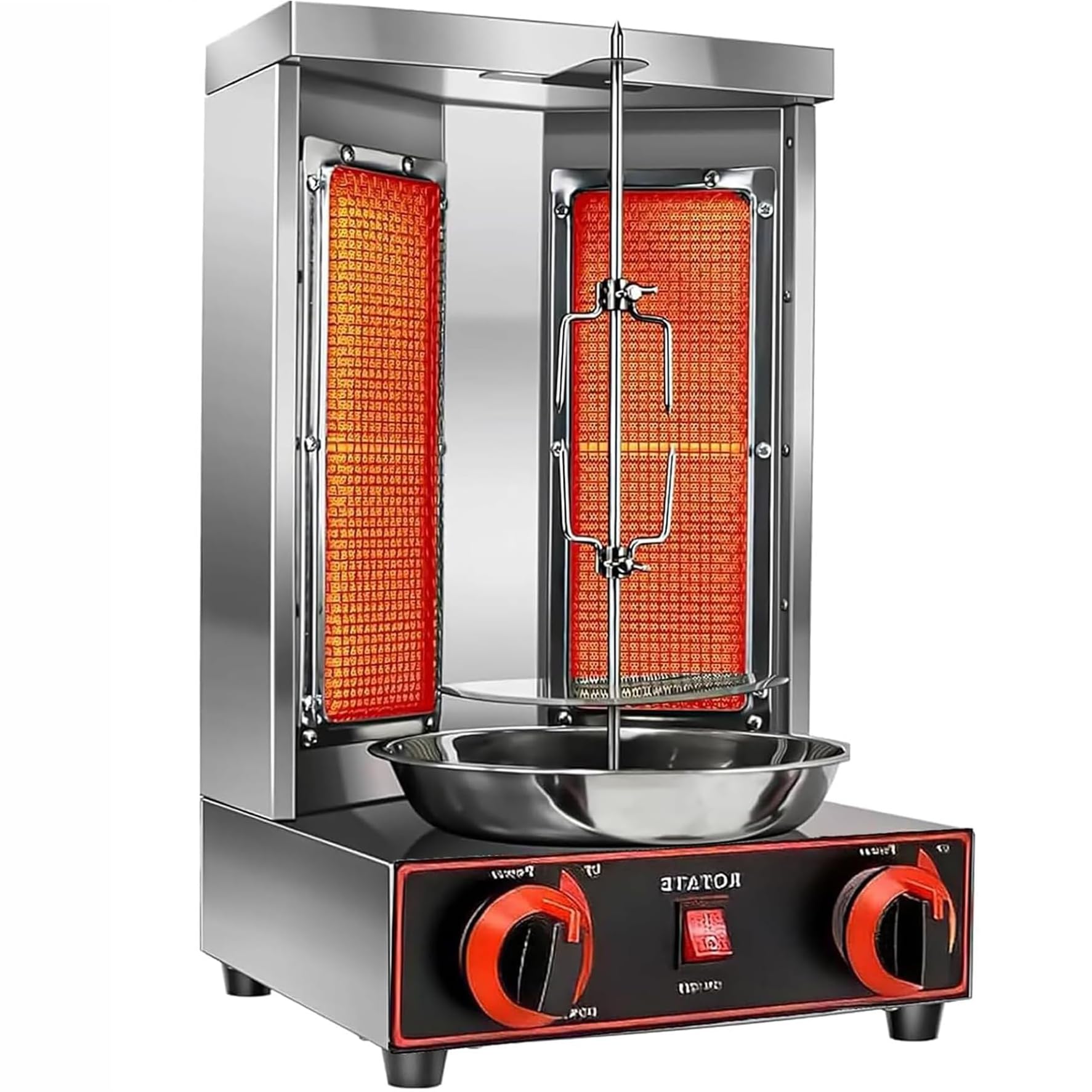Máquina de parrilla shawarma eléctrica con dos quemadores y rotación de 360 grados