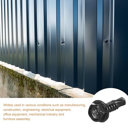 Miniatura 5 de uxcell Tornillos autoperforantes con cabeza hexagonal de 34 pulgadas, 100 tornillos autorroscantes de chapa de acero inoxidable 410 para metal y