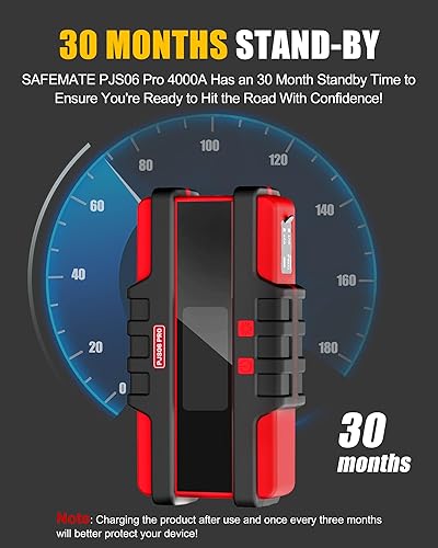 Miniatura 9 de PJS06 Pro 4000A Arrancador de coche  Banco de energía portátil con carga rápida de 40 W, arranque de motor diésel de 10 L9 L, arranque rápido 3S,