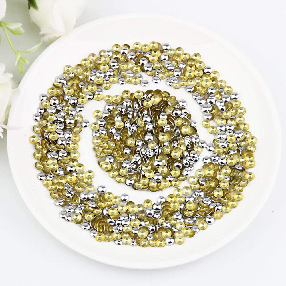 Beadsland Dome Studs Hotfix in Size 5mm,1/3 Round Flat Back Dome Studs with 500pcs(Silver)