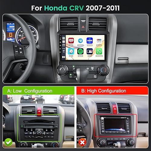 Miniatura 2 de Hikity Estéreo de coche Android 13 de 6+128 GB para radio Honda CRV 2007-2011 con Apple Carplay Android Auto, radio de pantalla táctil IPS de 9