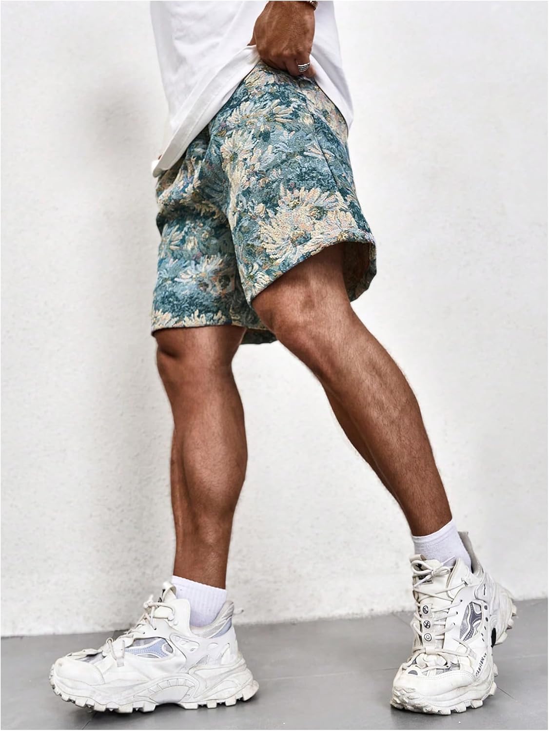 GORGLITTER Men's Floral Embroidery Drawstring Shorts Graphic Paisley Casual Gym Shorts - Image 5