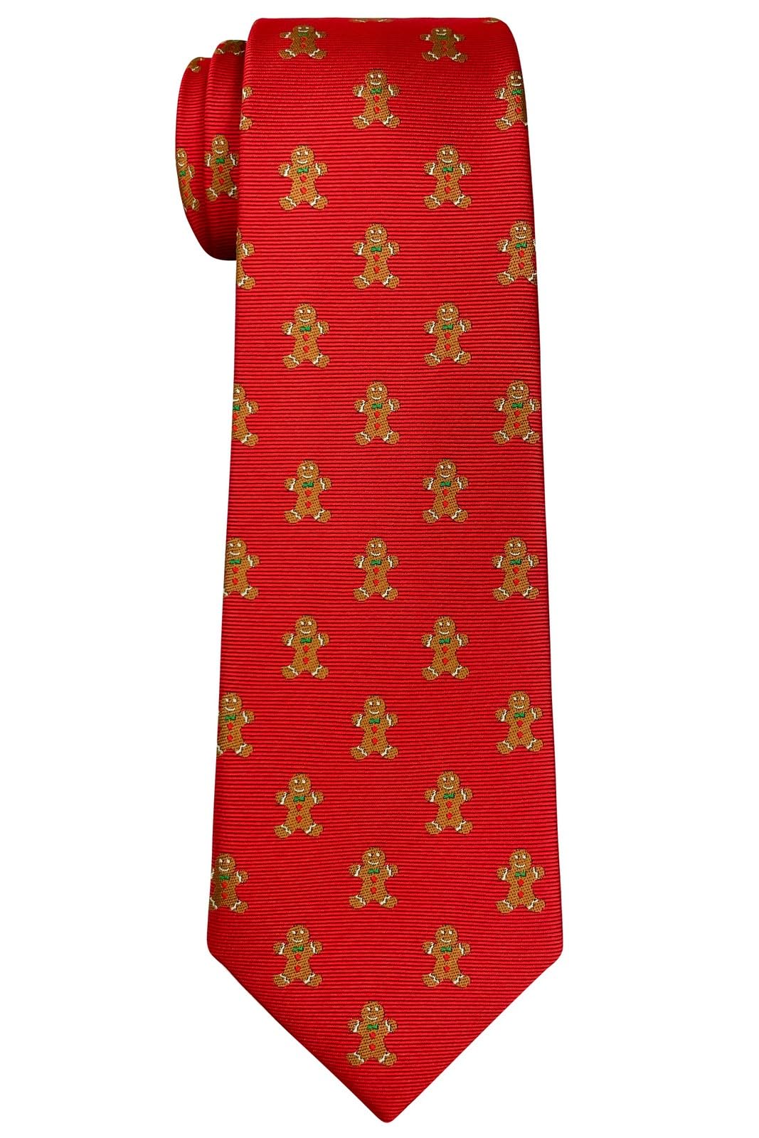 Retreez Christmas Gingerbread Man Woven Microfiber Boy's Tie - 8-10 years - Red