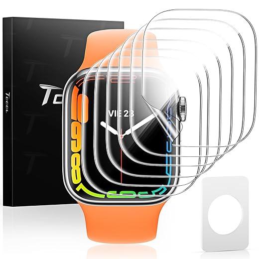 TOCOL 6 Pack Screen Protector for Apple Watch 45mm Series 9/8/7, iWatch 45mm(2023) [HD Clear] [Scratch Resistant] [Bubble Free] [Easy Installation] Ultra-thin TPU Flexible Soft Film,45mm