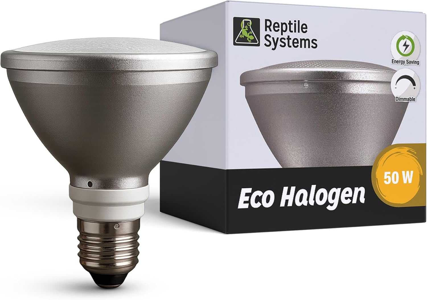 Reptile Systems Eco Halogen – White 50w – Lamp for Reptiles & Amphibians – Light for Tanks, Vivariums & Crested Geckos