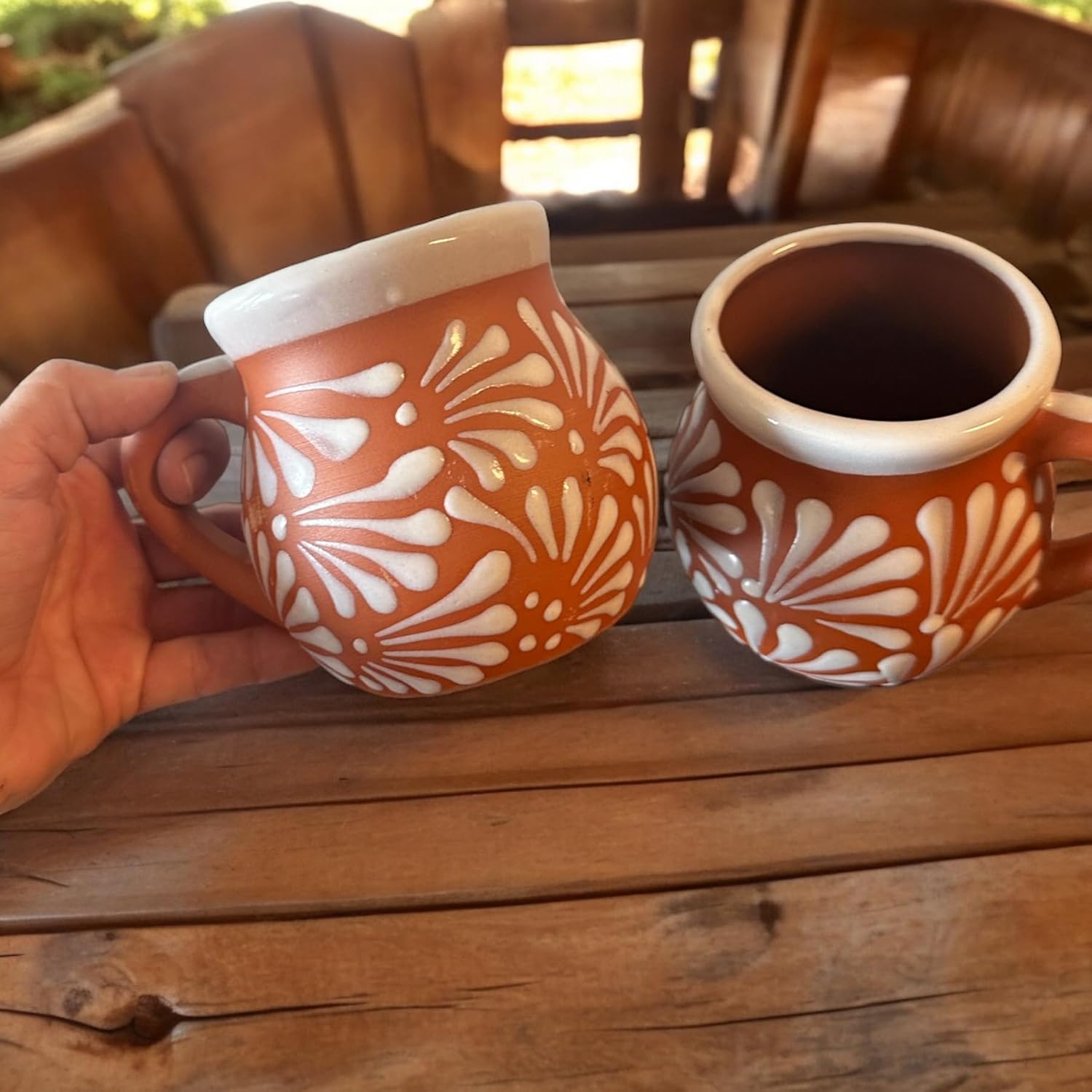 Mexican Pottery Mugs: Handcrafted 12oz Terracotta Set Mexican Pottery Mugs: Handcrafted 12oz Terracotta Set