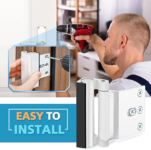 Miniatura 3 de Cerradura de refuerzo de puerta de seguridad para el hogar, cerraduras de puerta a prueba de niños para puerta delantera, cerraduras de seguridad